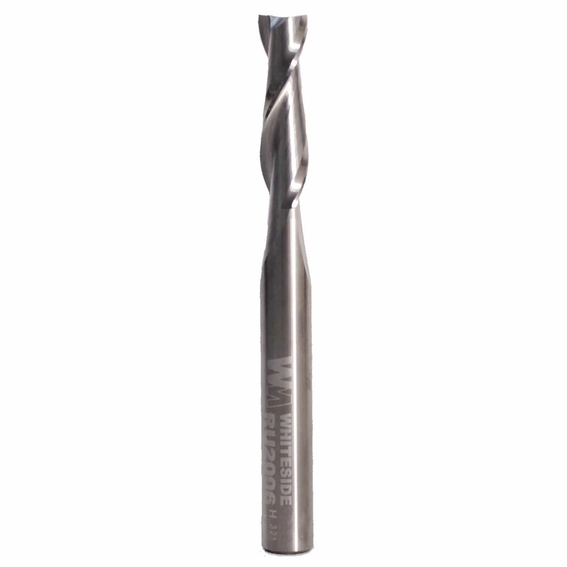 Metric Upcut Spiral Router Bit with Imperial Shank - Shank:6 mm - Diameter:6 mm - Cutting Length:7/8"